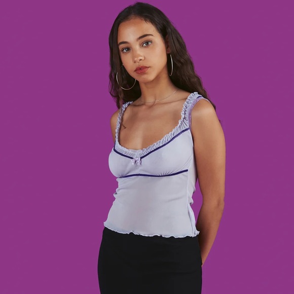 UNIF Lavender Purple Mesh Top - Picture 3 of 6